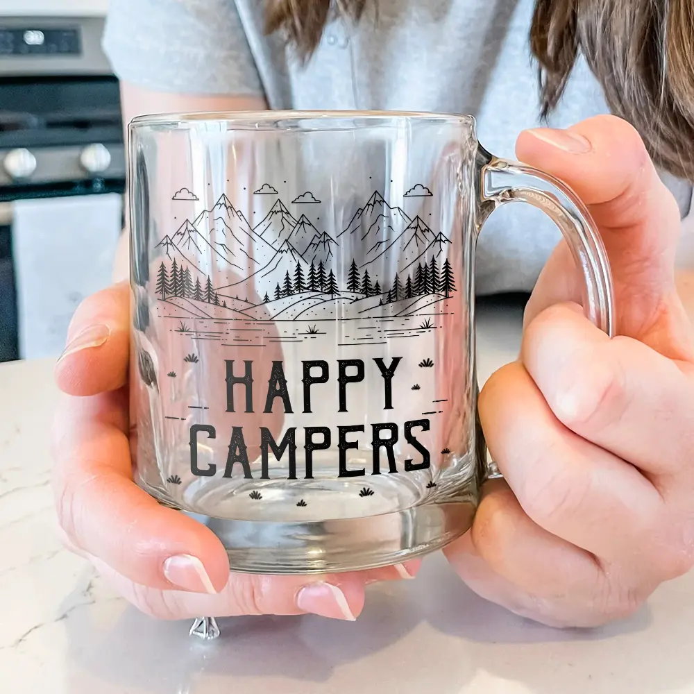Adventure Partners For Life Couple Line Art - Personalized Glass Mug - Image 3