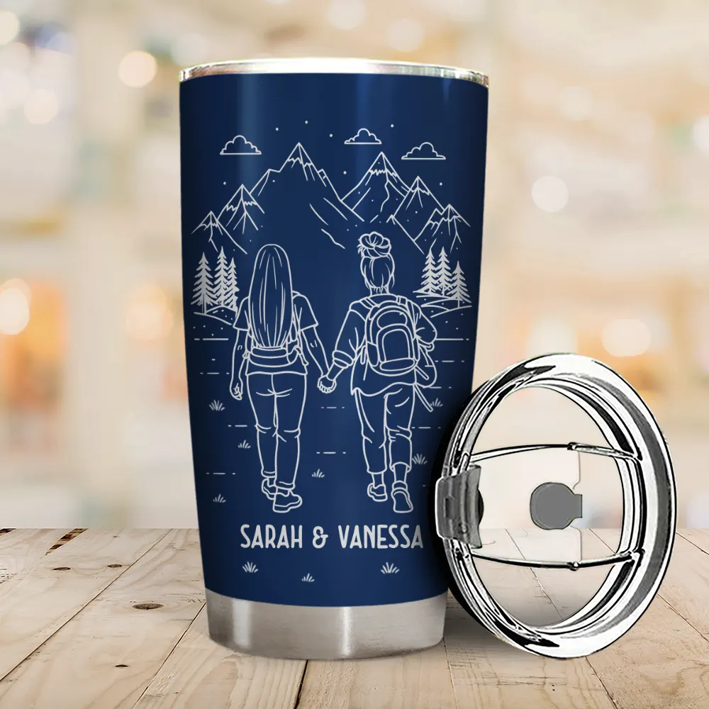 Adventure Partners For Life Couple Line Art - Personalized Tumbler - Image 2