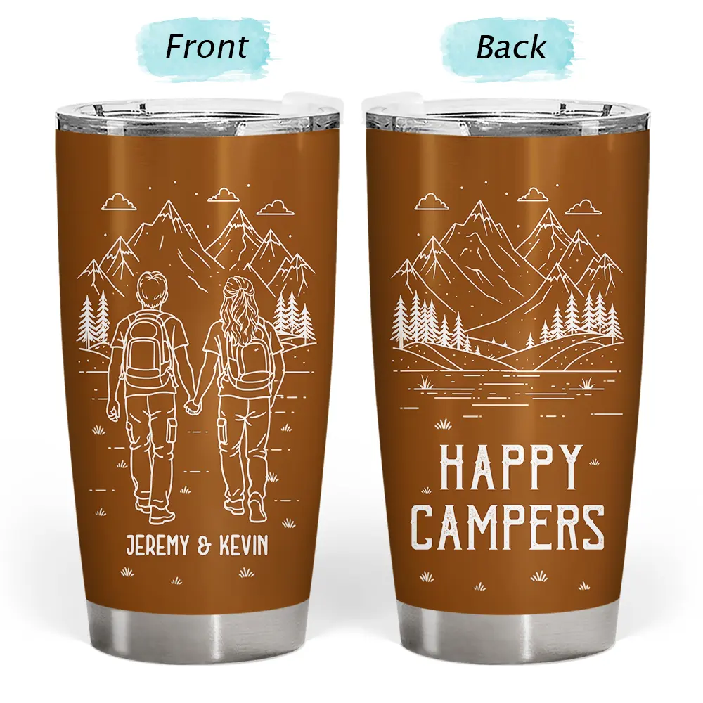 Adventure Partners For Life Couple Line Art - Personalized Tumbler - Image 3