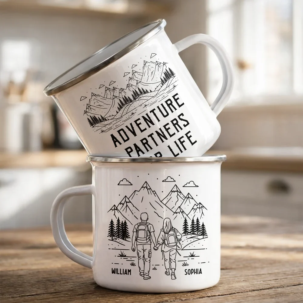 Adventure Partners For Life - Personalized Enamel Mug - Image 2