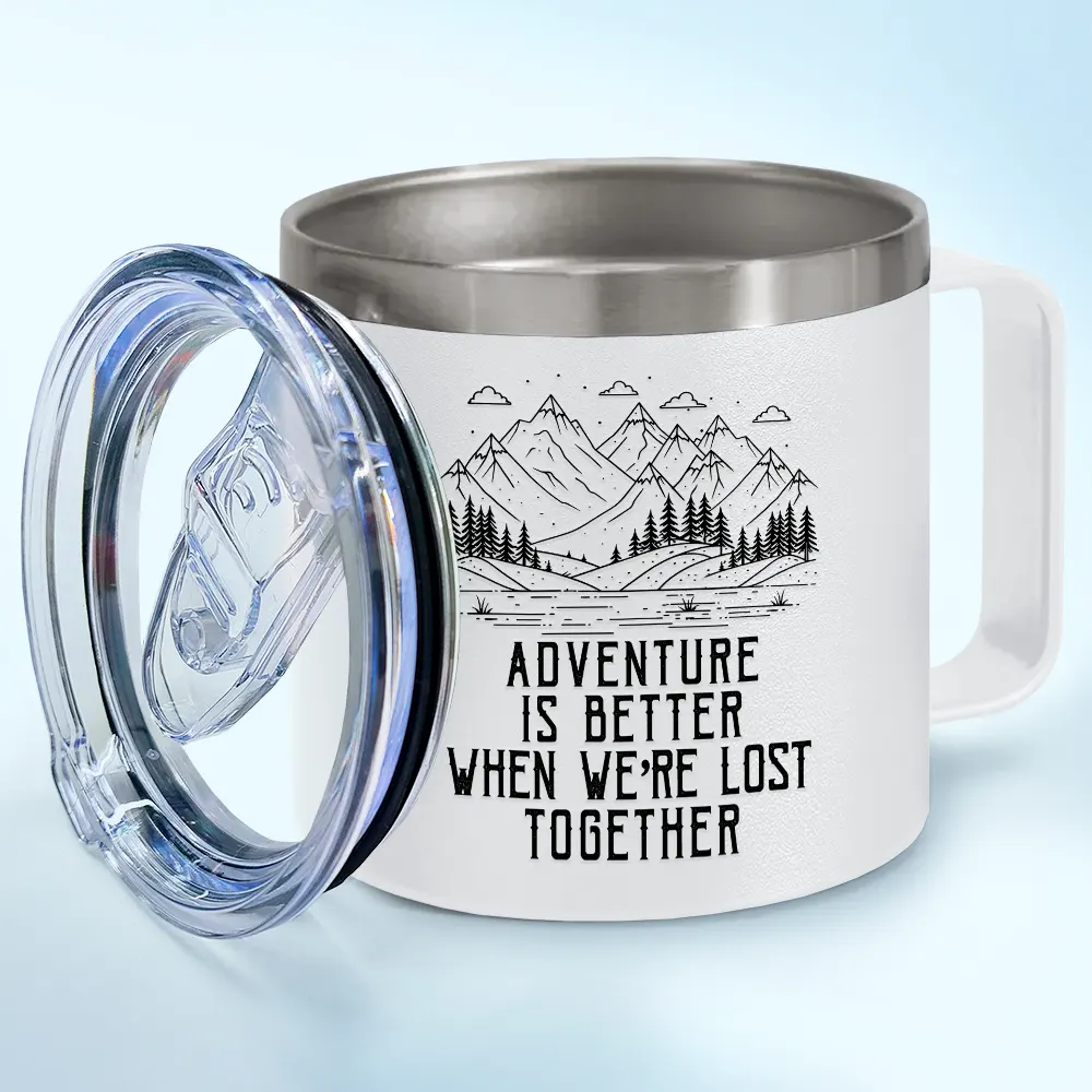 Adventure Partners For Life - Personalized 14oz Stainless Steel Tumbler With Handle - Image 2