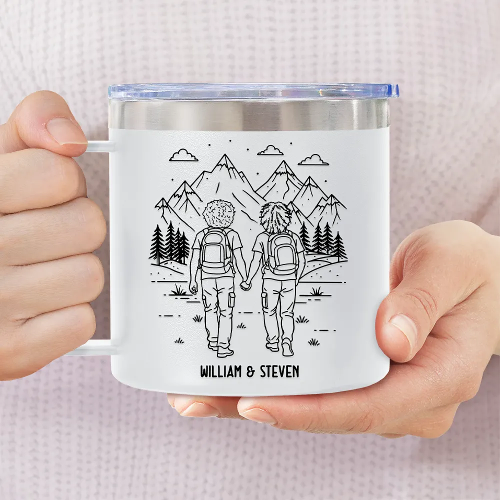 Adventure Partners For Life - Personalized 14oz Stainless Steel Tumbler With Handle - Image 3