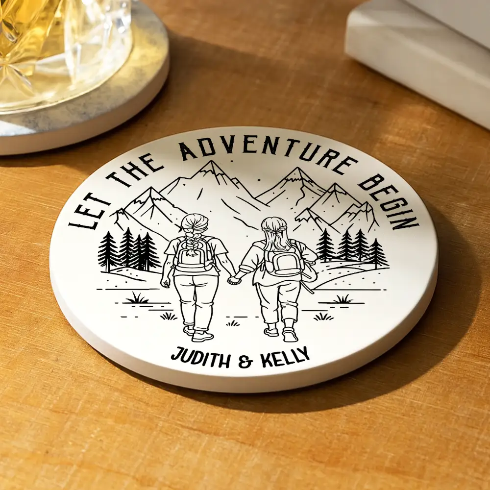 Adventure Partners For Life - Personalized Ceramic Coaster - Image 2
