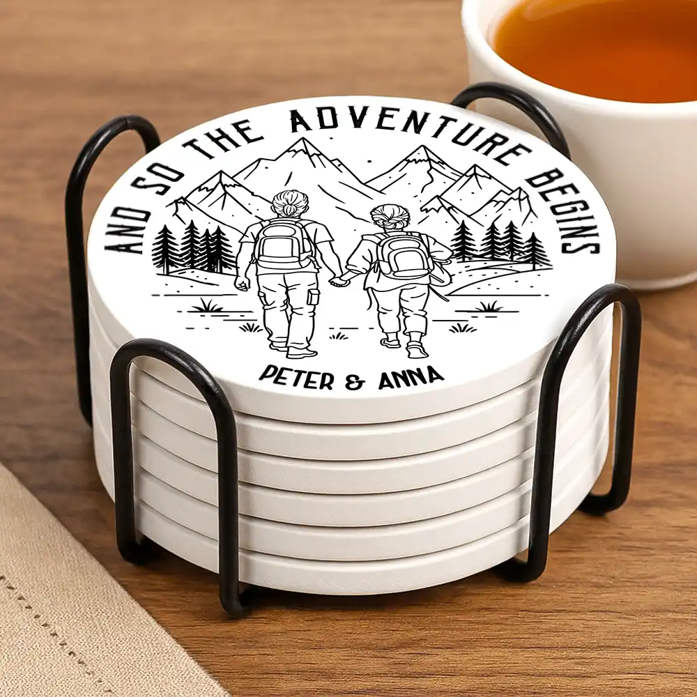 Adventure Partners For Life - Personalized Ceramic Coaster - Image 3
