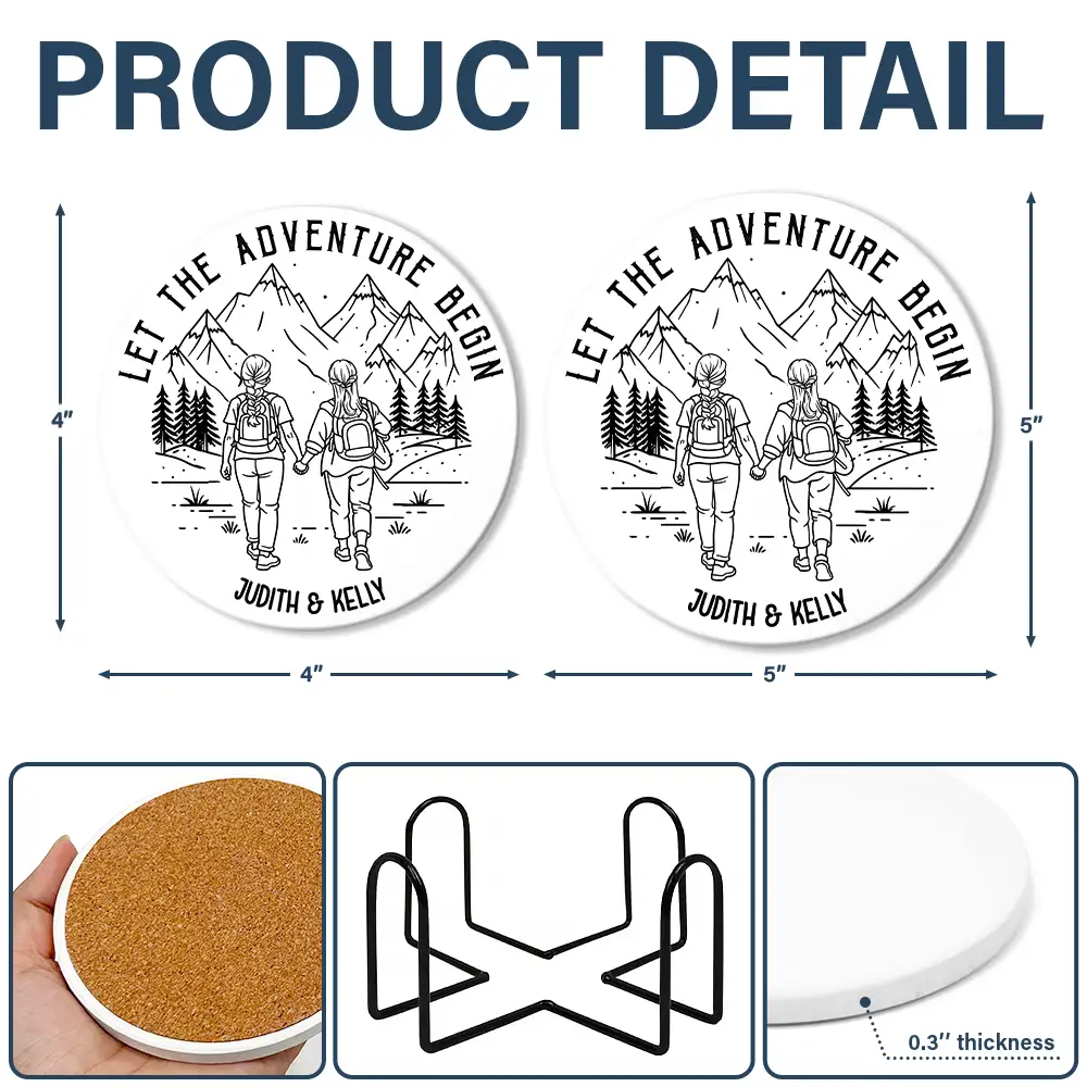 Adventure Partners For Life - Personalized Ceramic Coaster - Image 5