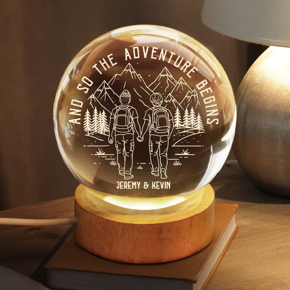 Adventure Partners For Life - Personalized Crystal Globe Lamp - Image 2