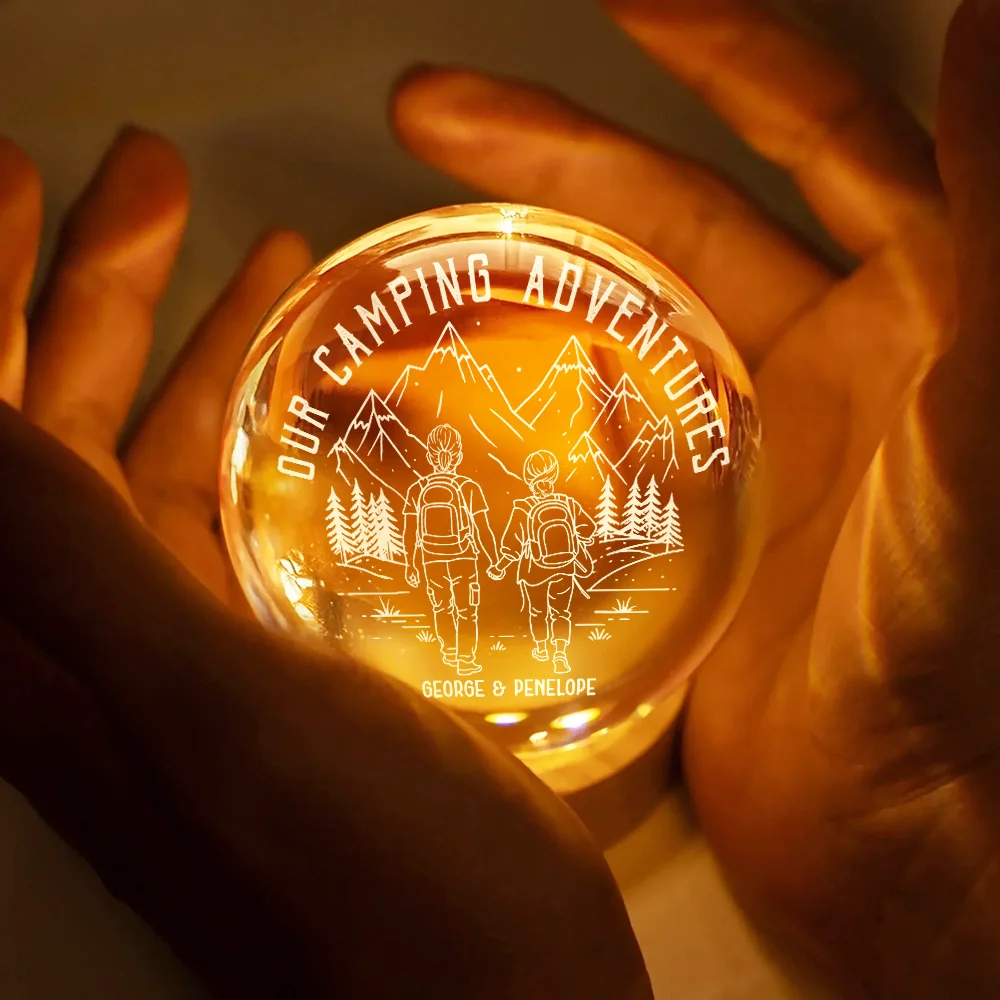 Adventure Partners For Life - Personalized Crystal Globe Lamp - Image 4