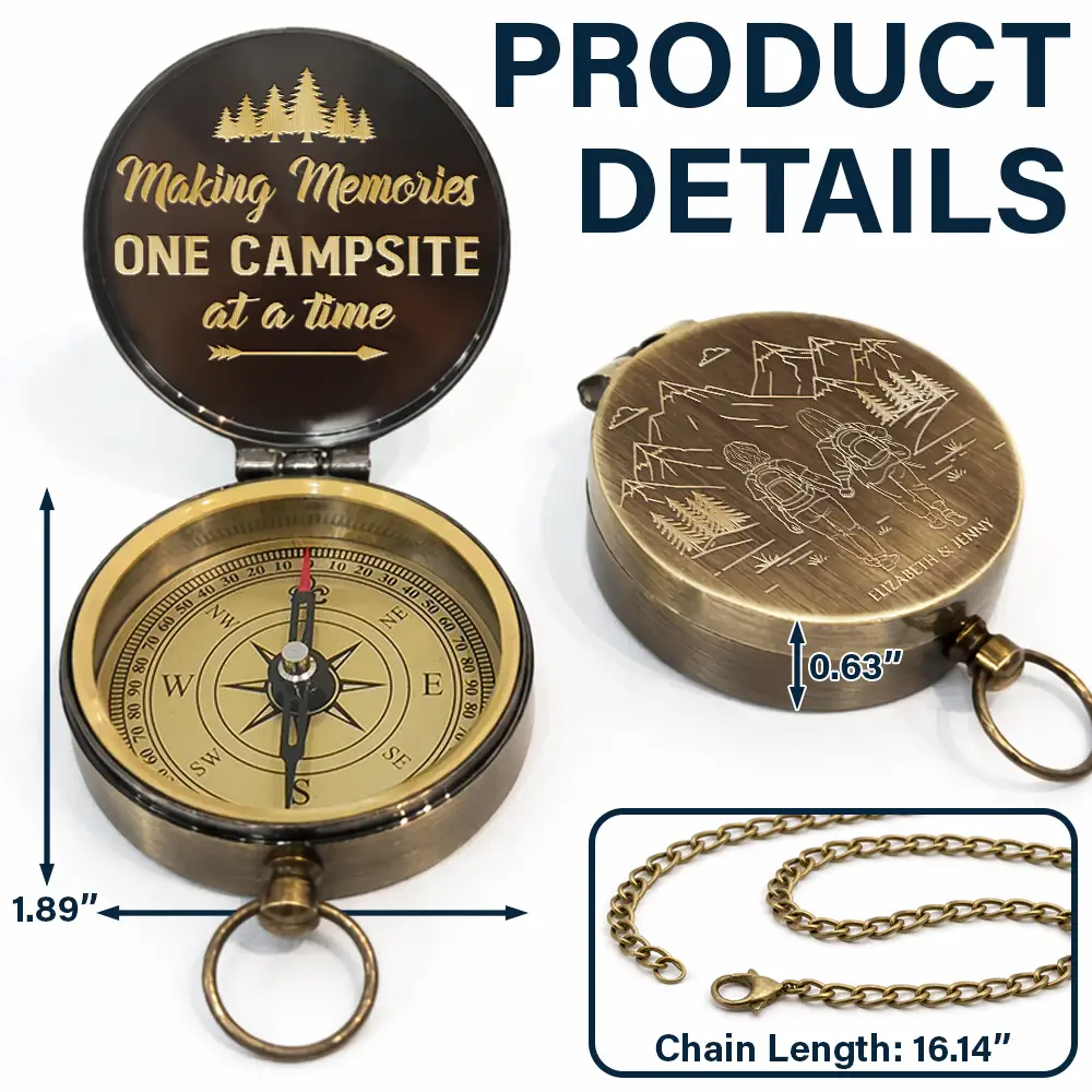Adventure Partners For Life - Personalized Engraved Brass Compass - Image 3