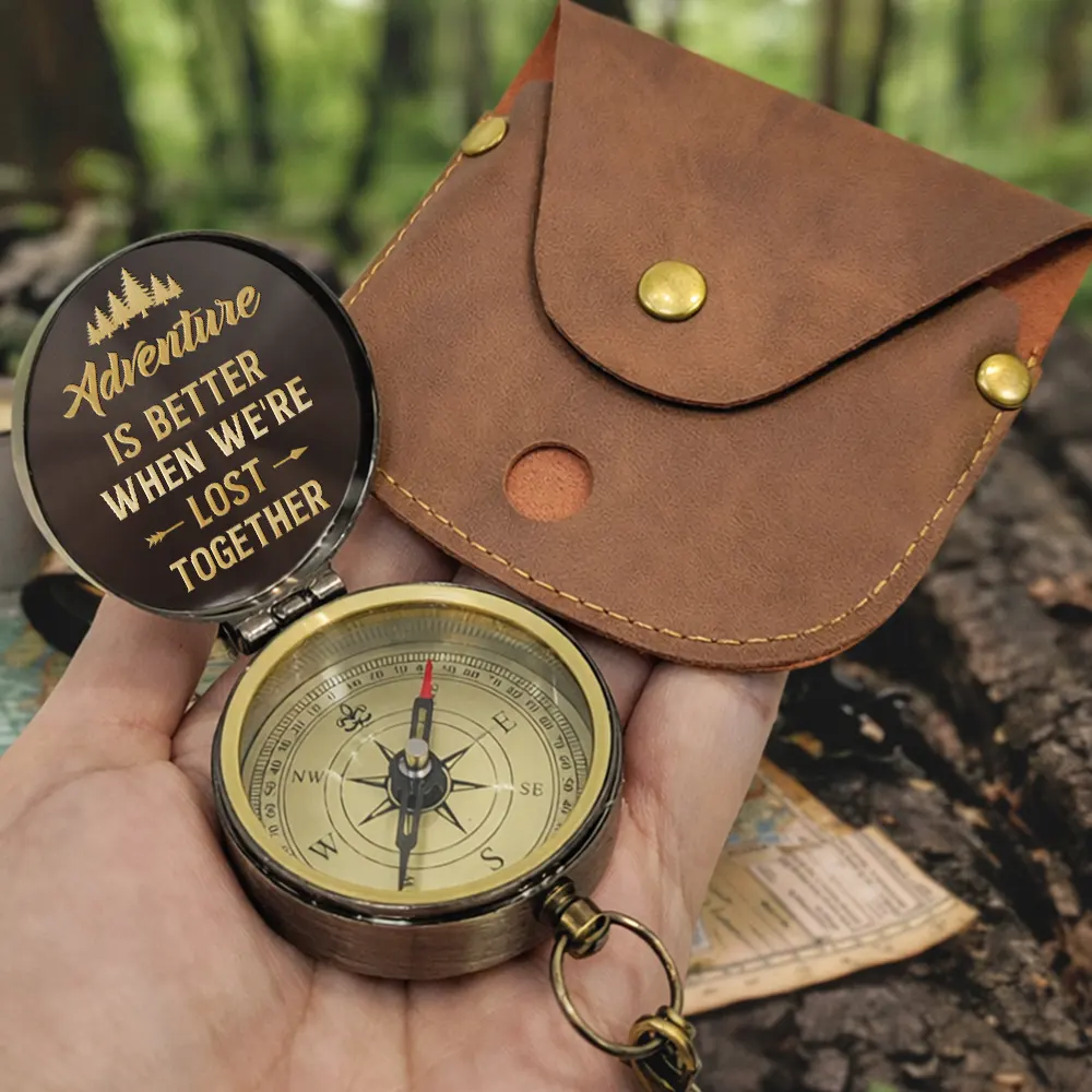 Adventure Partners For Life - Personalized Engraved Brass Compass - Image 4