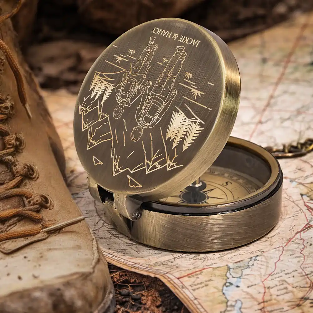 Adventure Partners For Life - Personalized Engraved Brass Compass - Image 5