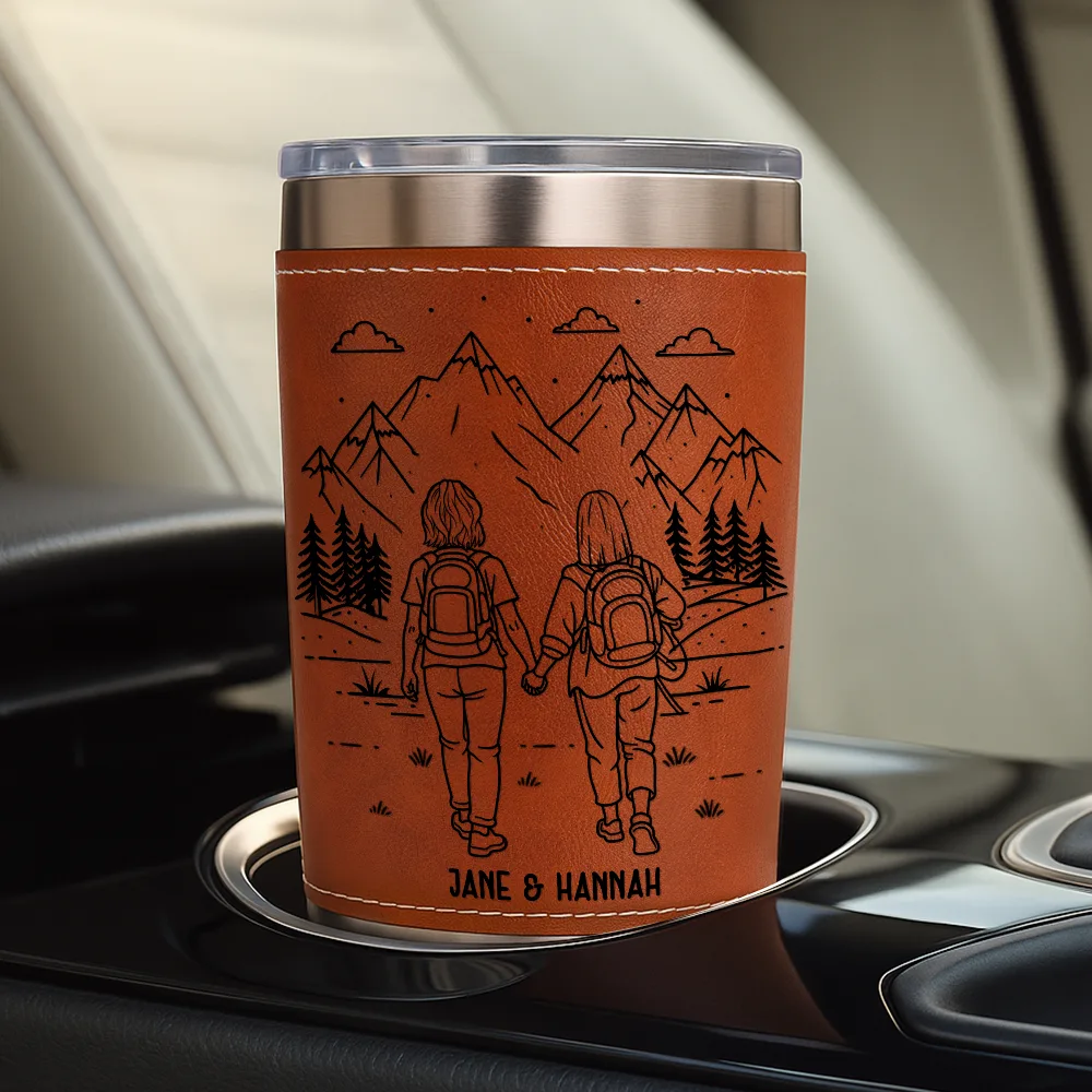 Adventure Partners For Life - Personalized Leather Tumbler - Image 4