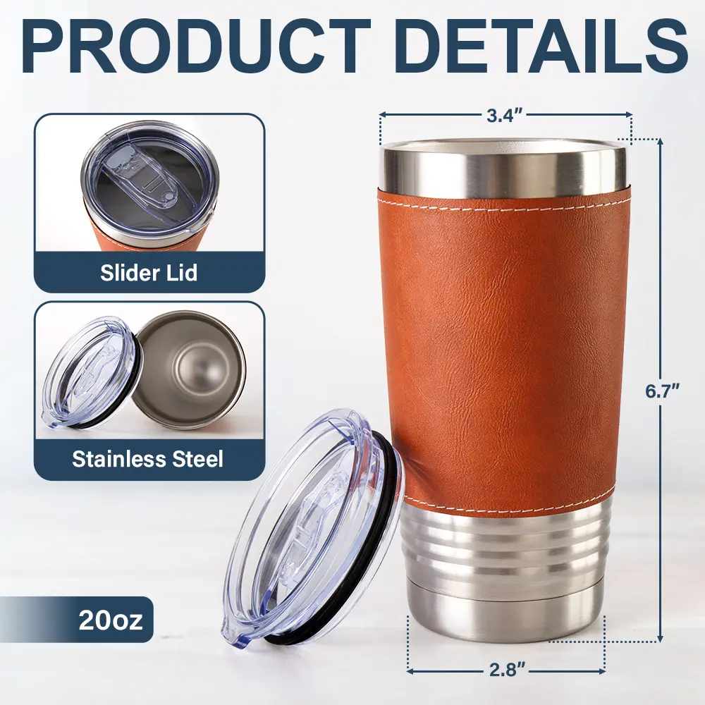 Adventure Partners For Life - Personalized Leather Tumbler - Image 5