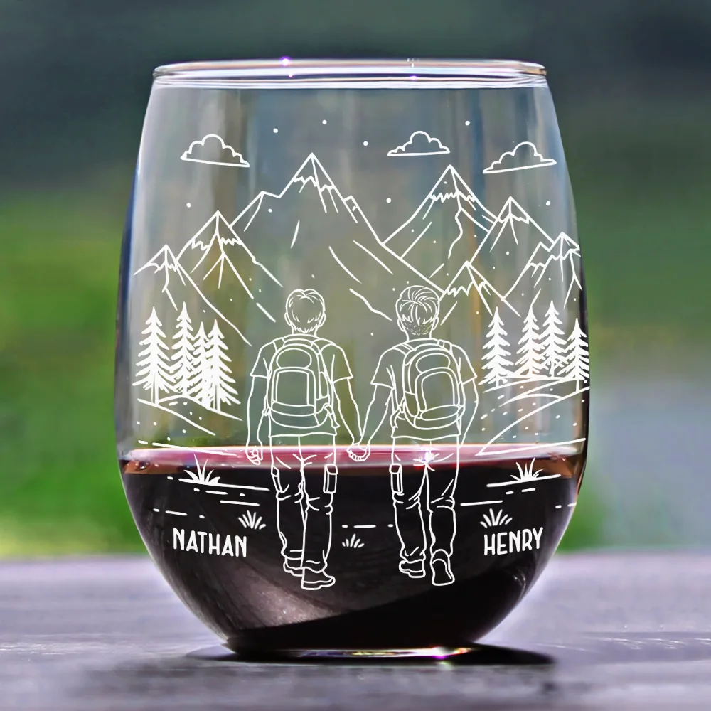 Adventure Partners For Life - Personalized Stemless Wine Glass - Image 2
