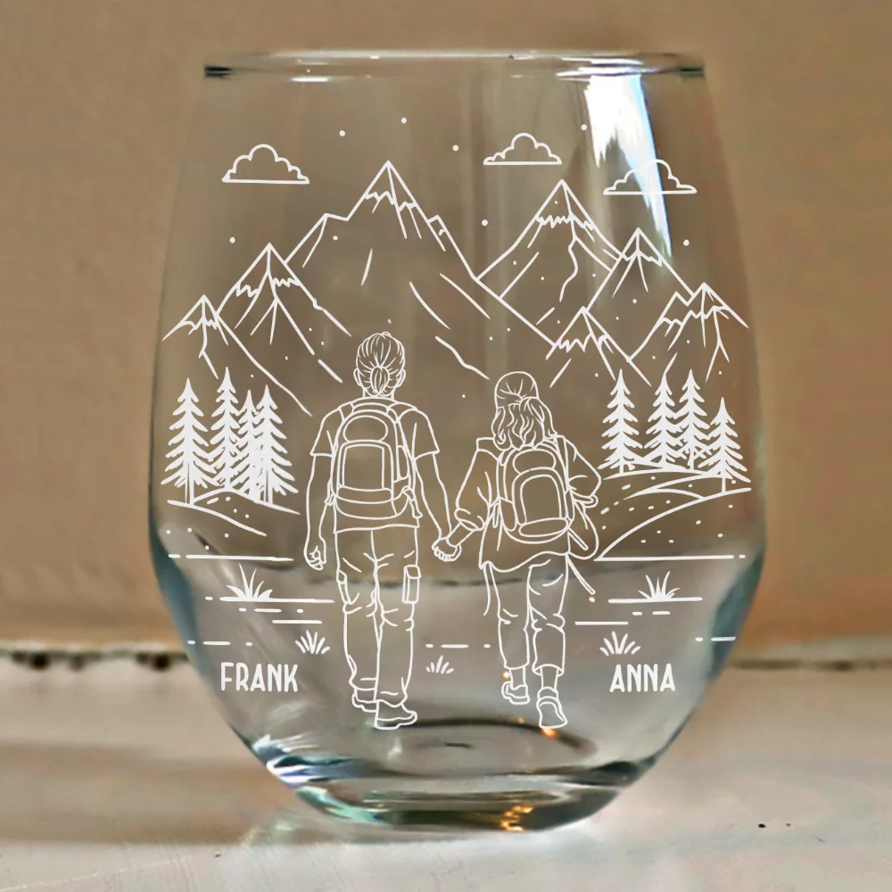 Adventure Partners For Life - Personalized Stemless Wine Glass - Image 4