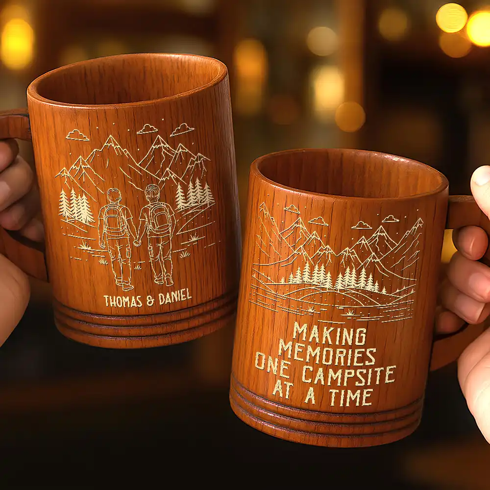 Adventure Partners For Life - Personalized Wooden Mug - Image 2