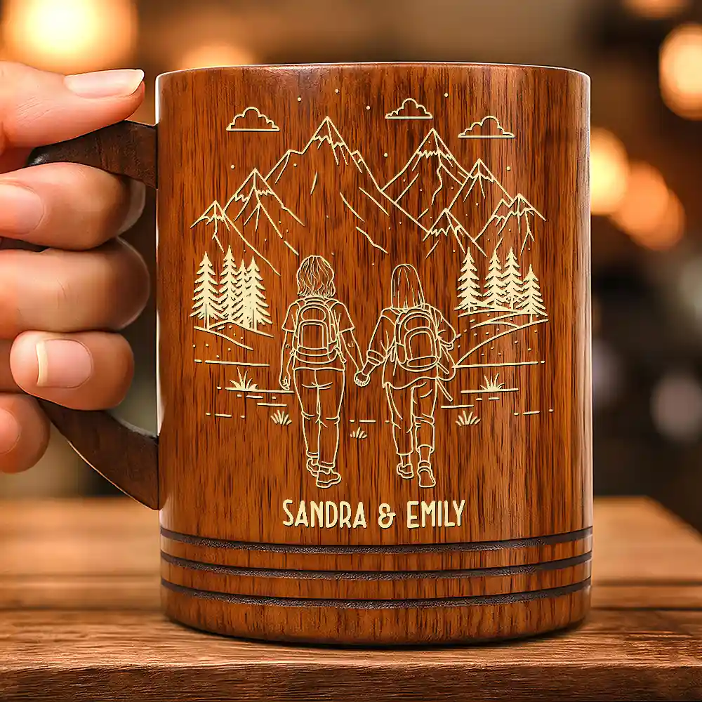 Adventure Partners For Life - Personalized Wooden Mug - Image 3