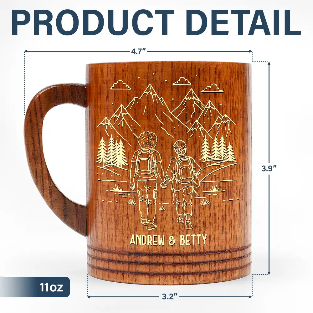 Adventure Partners For Life - Personalized Wooden Mug - Image 6