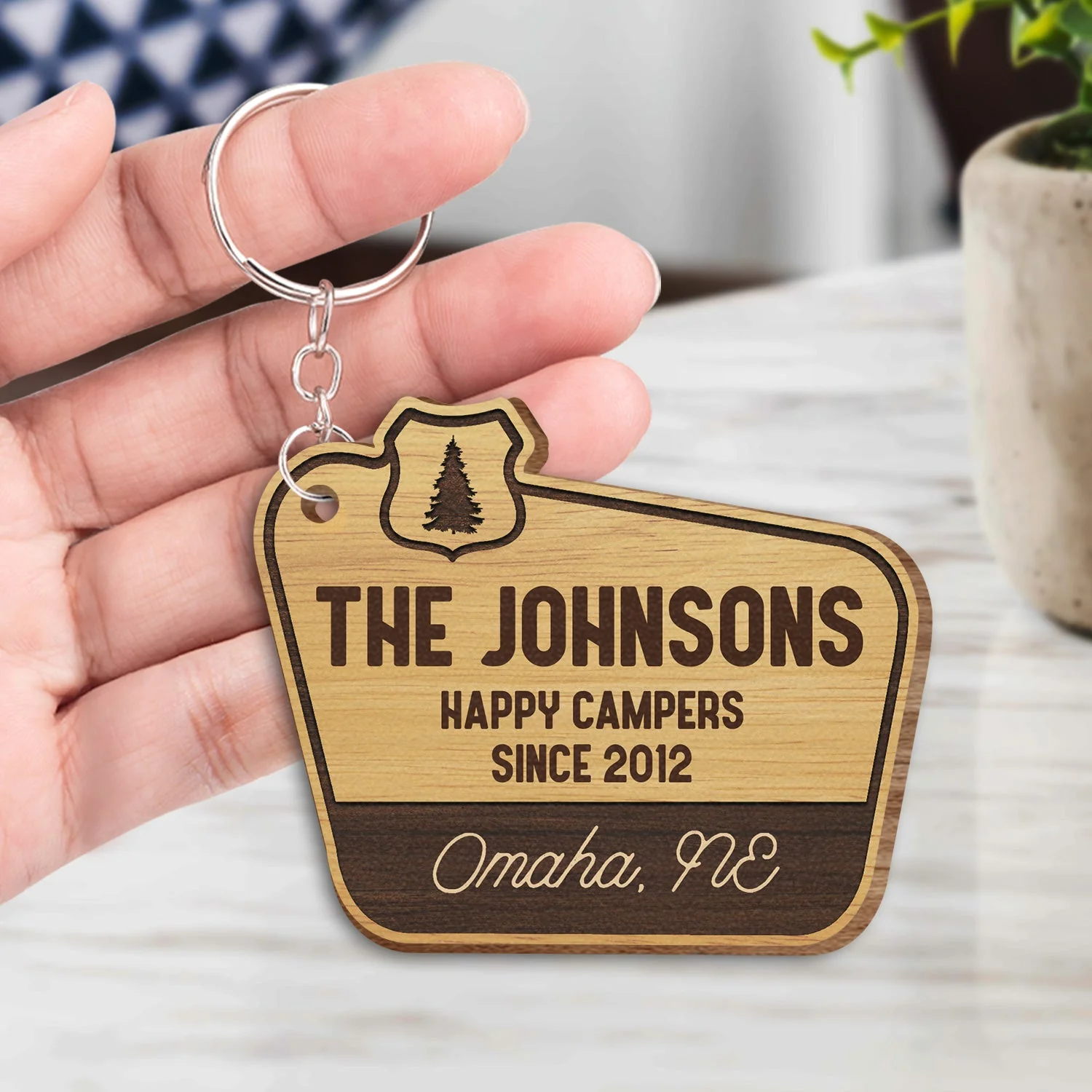 Adventuring Together - Funny, Loving Gifts For Camping Lovers - Personalized Wooden Keychain - Image 4