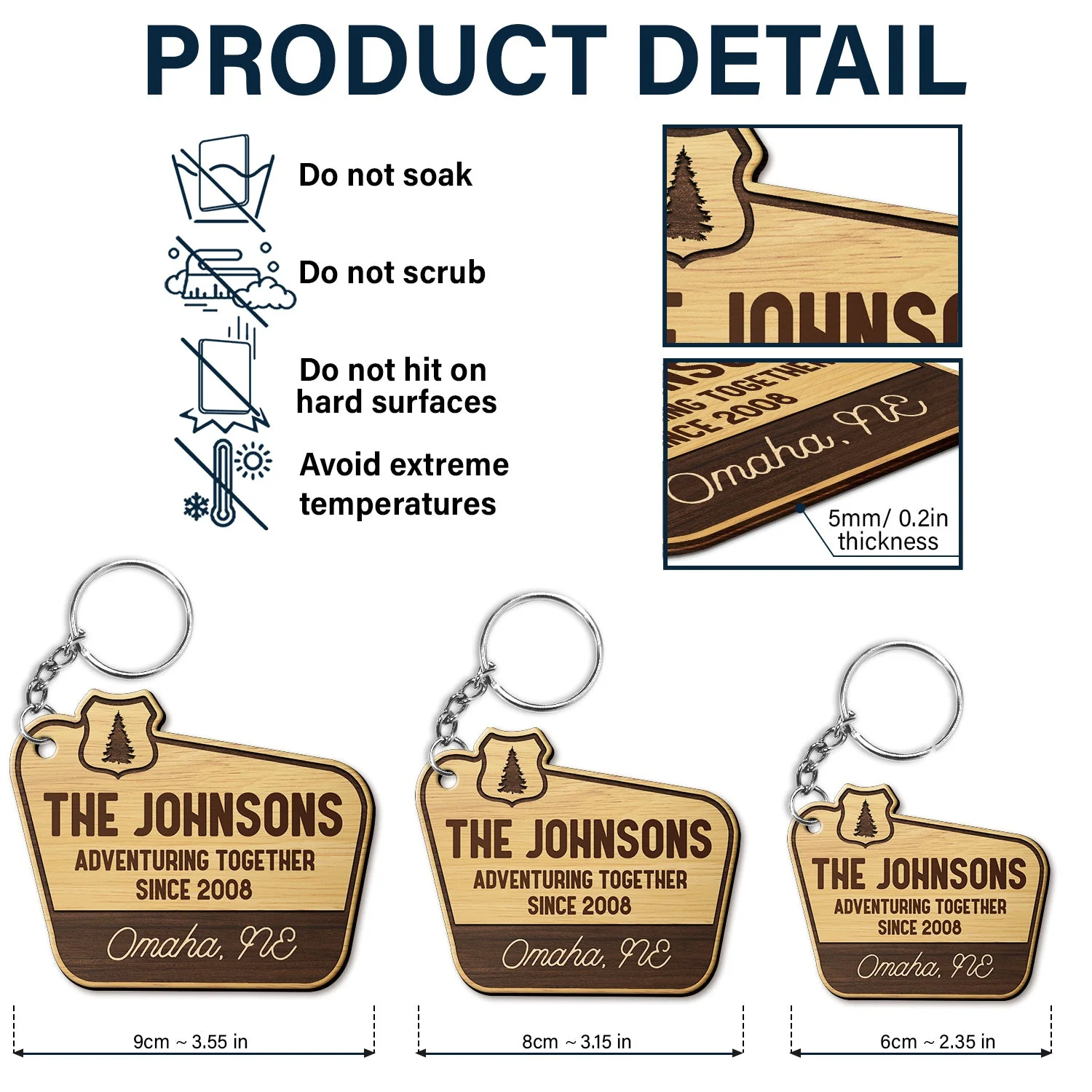 Adventuring Together - Funny, Loving Gifts For Camping Lovers - Personalized Wooden Keychain - Image 5