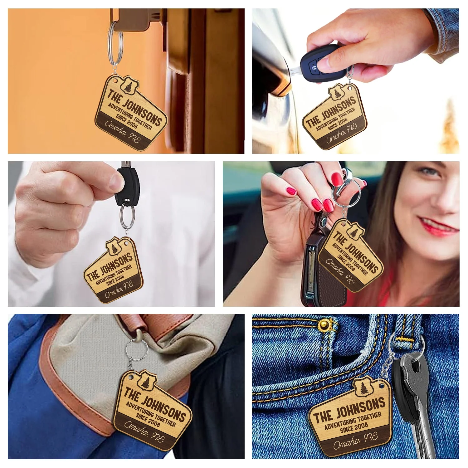 Adventuring Together - Funny, Loving Gifts For Camping Lovers - Personalized Wooden Keychain - Image 6