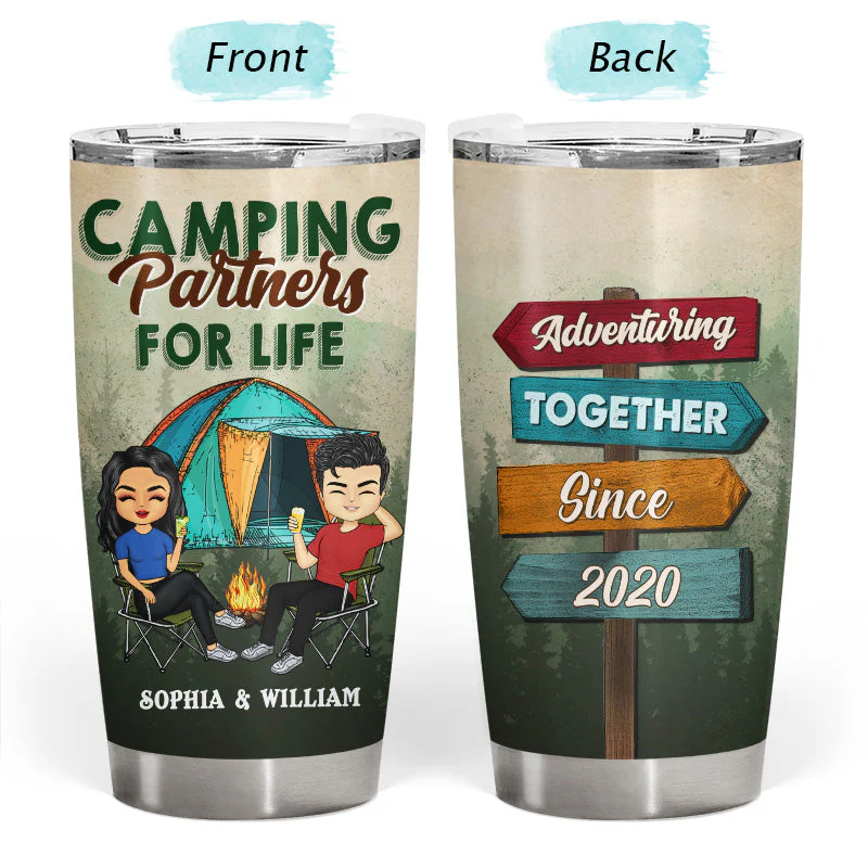Adventuring Together - Gift For Camping Couple - Personalized Custom Tumbler - Image 3
