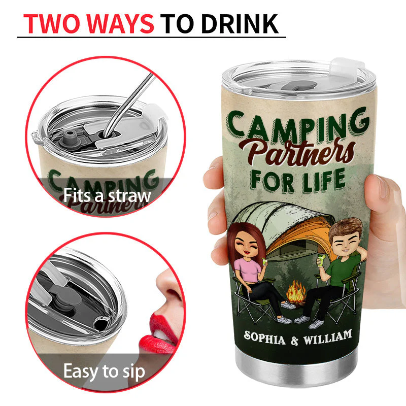 Adventuring Together - Gift For Camping Couple - Personalized Custom Tumbler - Image 4