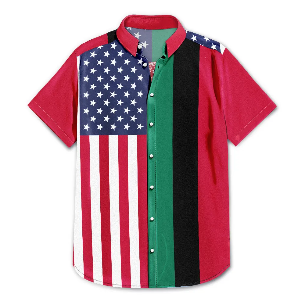 Afro American Flag 1776 Eagle America 250th - Hawaiian Shirt - Image 3