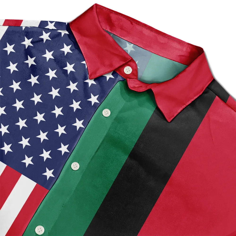 Afro American Flag 1776 Eagle America 250th - Hawaiian Shirt - Image 4