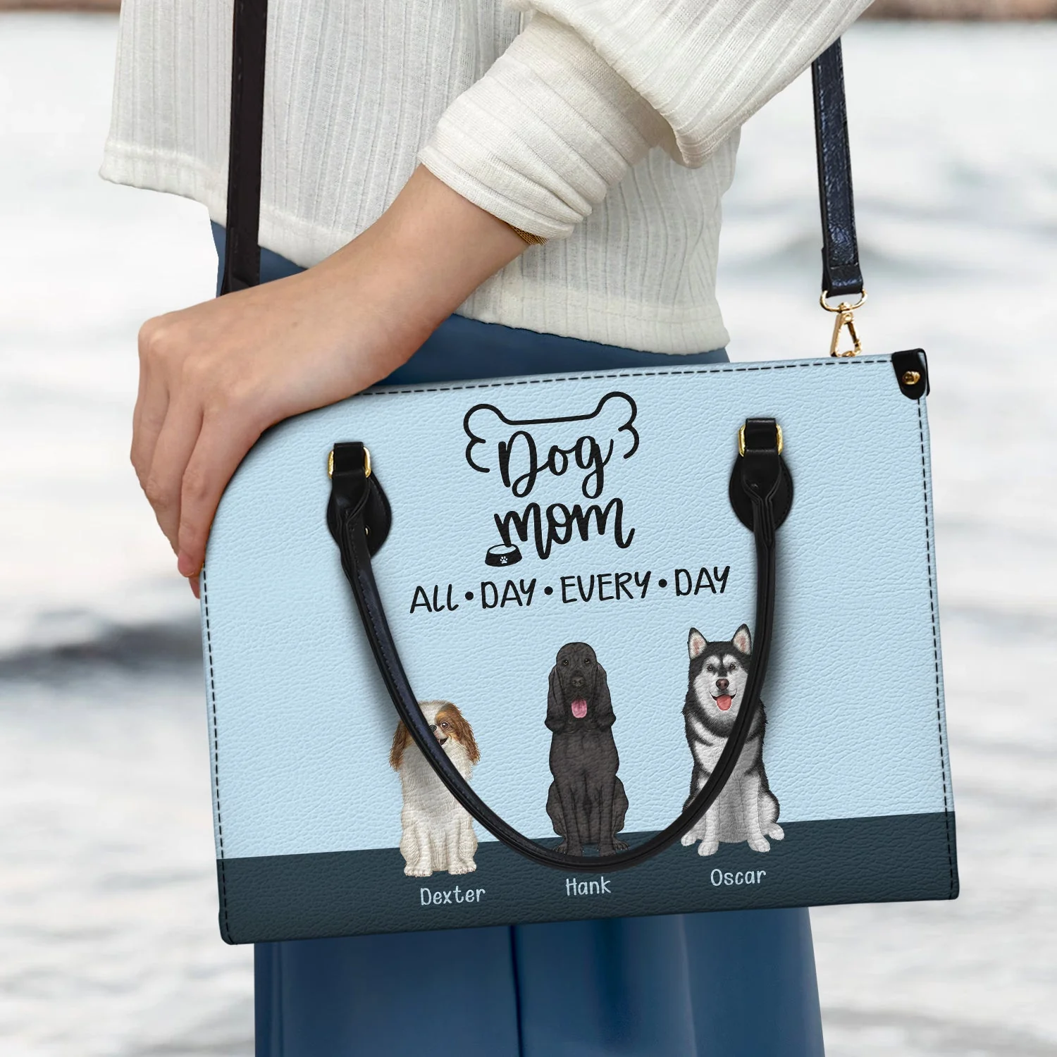 All Day Every Day - Gift For Dog Mom - Personalized Leather Bag - Image 3