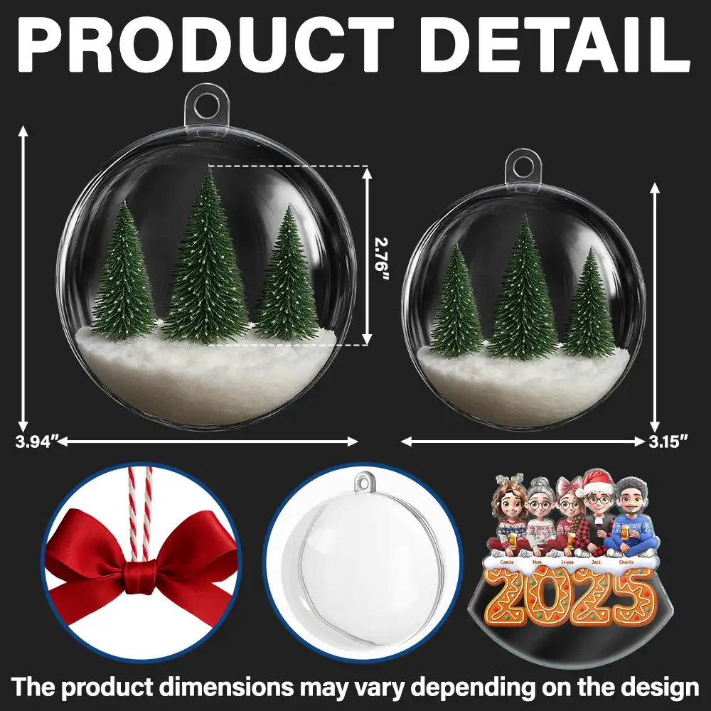 All Family 3D Effect - Personalized 3D Acrylic Ball Ornament - Image 5