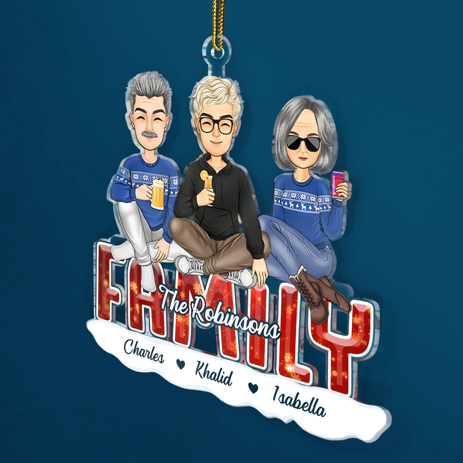 All Family - Christmas Gift For Siblings, Parents, Kids, Pet Lovers - Personalized Cutout Acrylic Ornament - Image 2