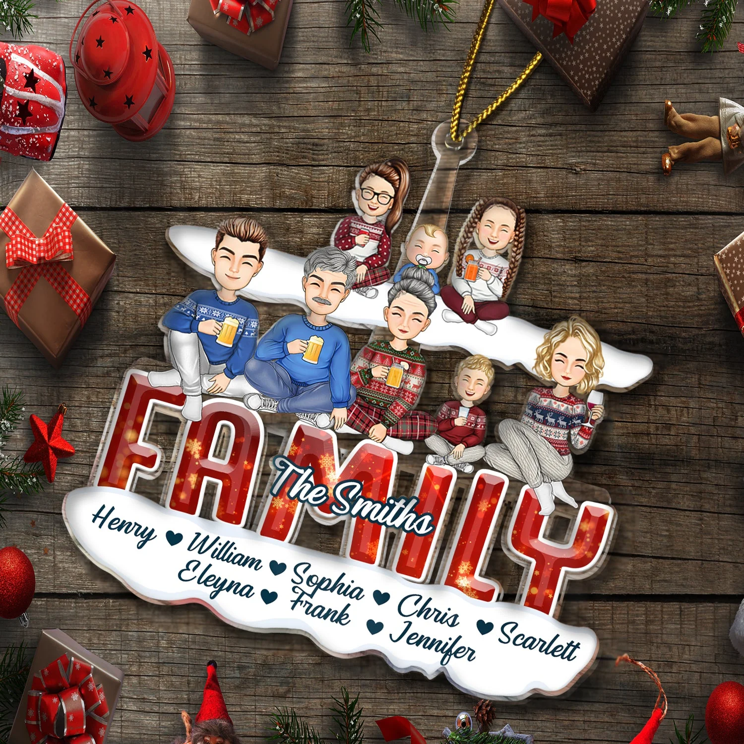 All Family - Christmas Gift For Siblings, Parents, Kids, Pet Lovers - Personalized Cutout Acrylic Ornament - Image 6
