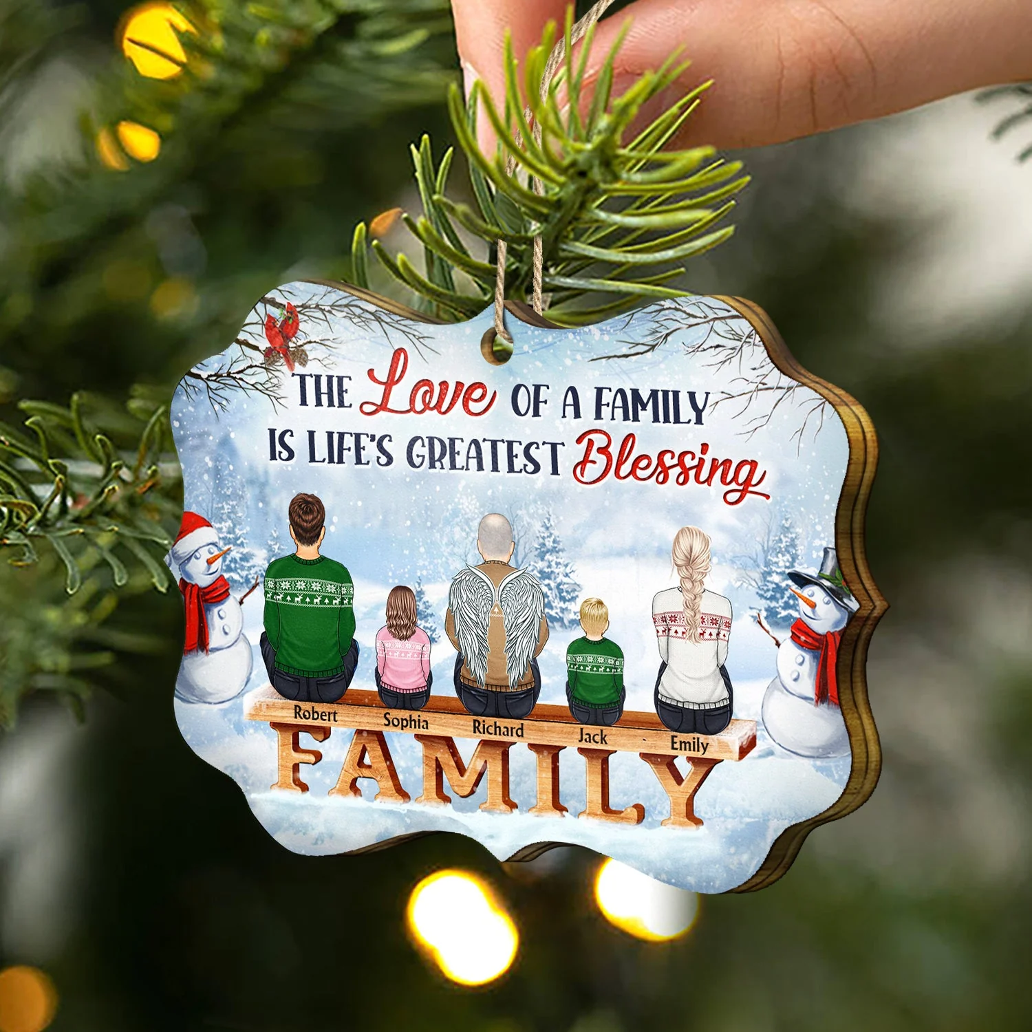 All Family The Greatest Gift Our Parents Gave Us Was Each Other - Christmas Memorial Gift For Siblings, Parents - Personalized Medallion Wooden Ornament - Image 2