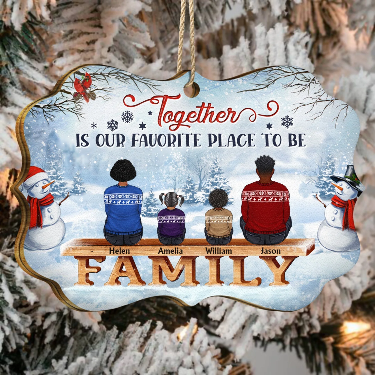 All Family The Greatest Gift Our Parents Gave Us Was Each Other - Christmas Memorial Gift For Siblings, Parents - Personalized Medallion Wooden Ornament - Image 4