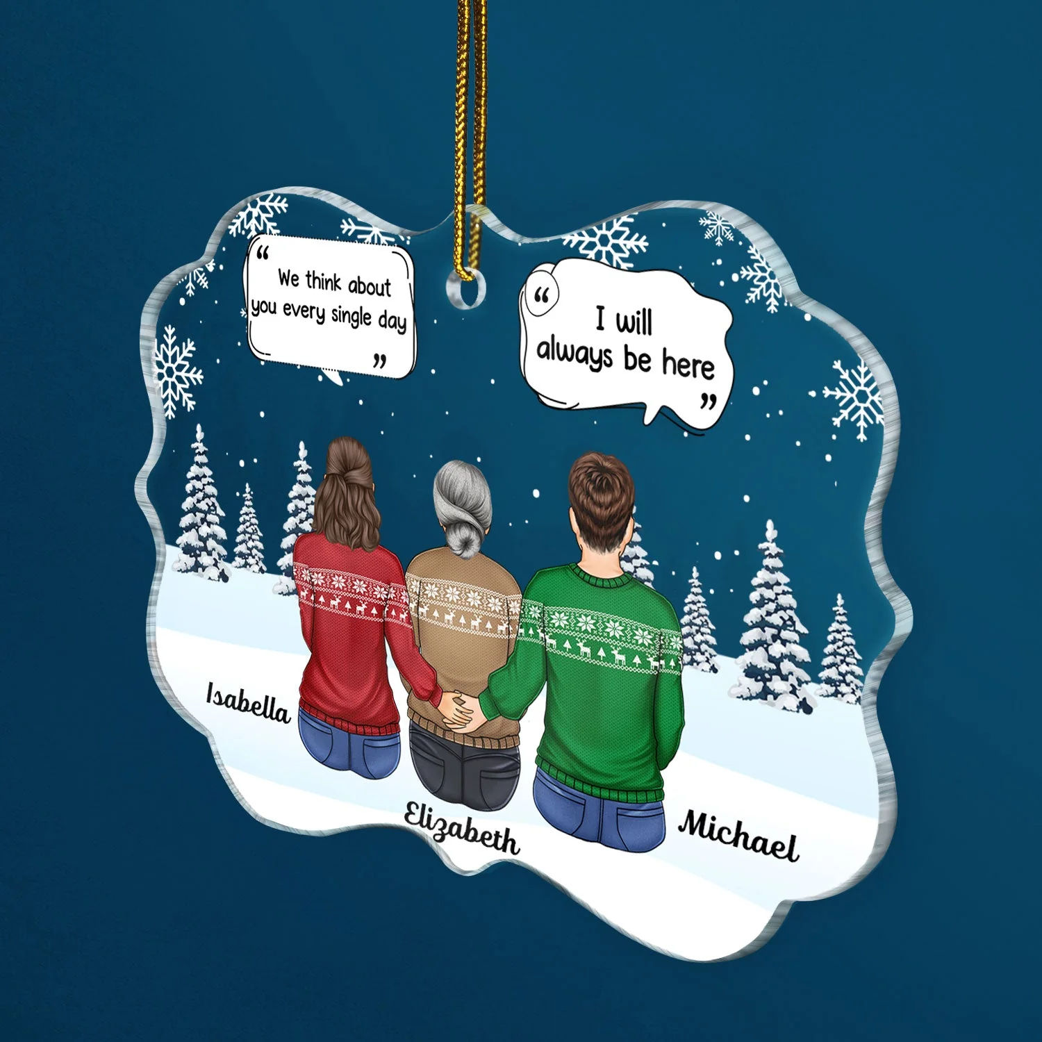 All Family We Miss You - Christmas Memorial Gift For Family - Personalized Medallion Acrylic Ornament - Image 2