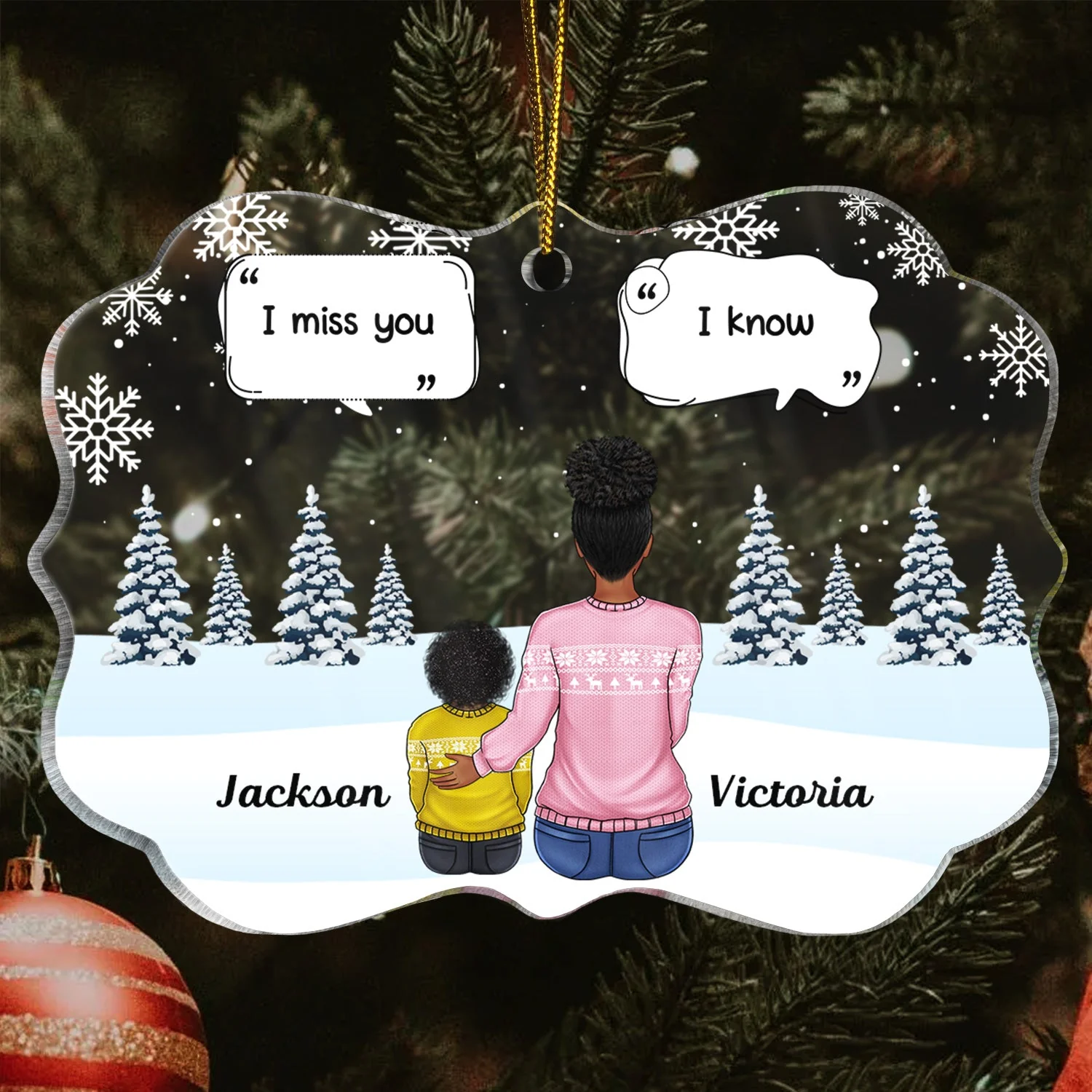 All Family We Miss You - Christmas Memorial Gift For Family - Personalized Medallion Acrylic Ornament - Image 3