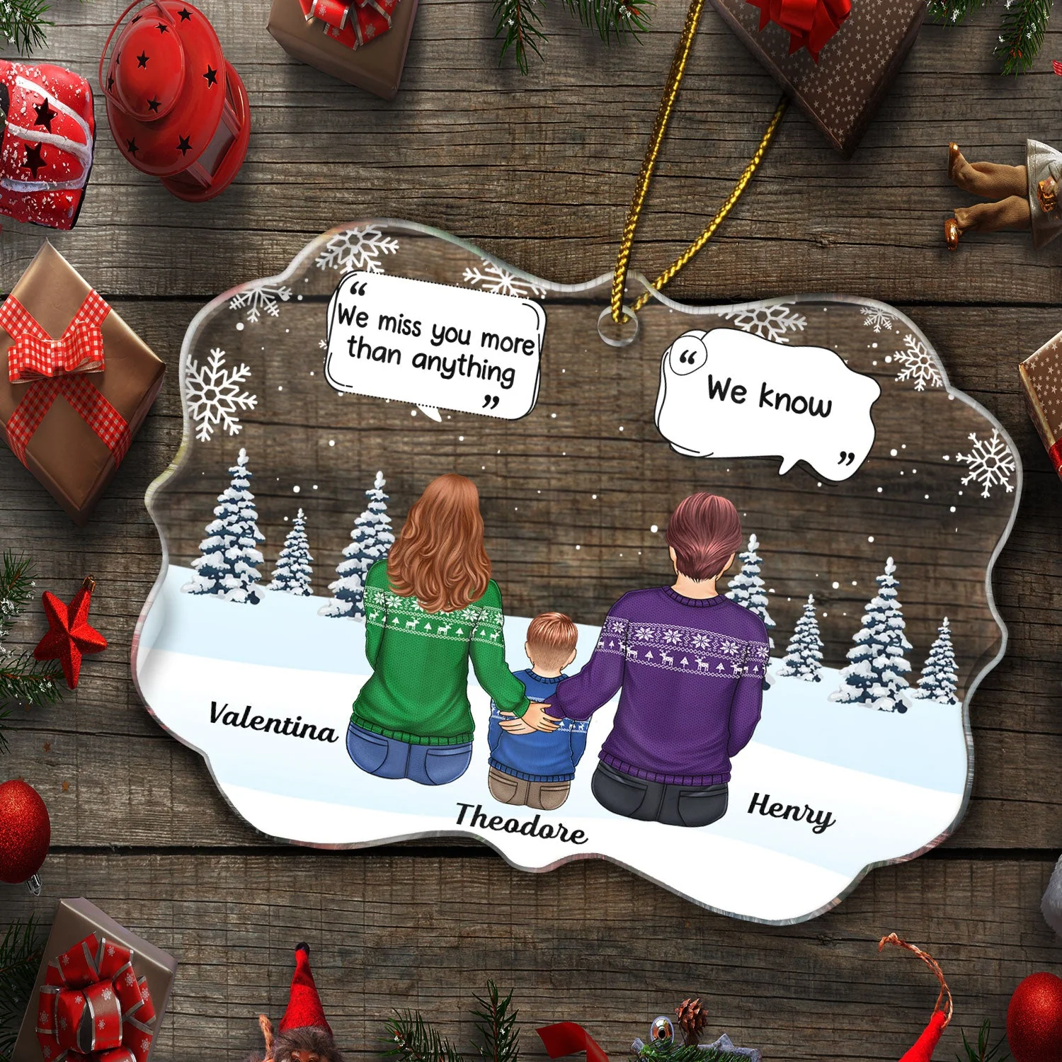 All Family We Miss You - Christmas Memorial Gift For Family - Personalized Medallion Acrylic Ornament - Image 5