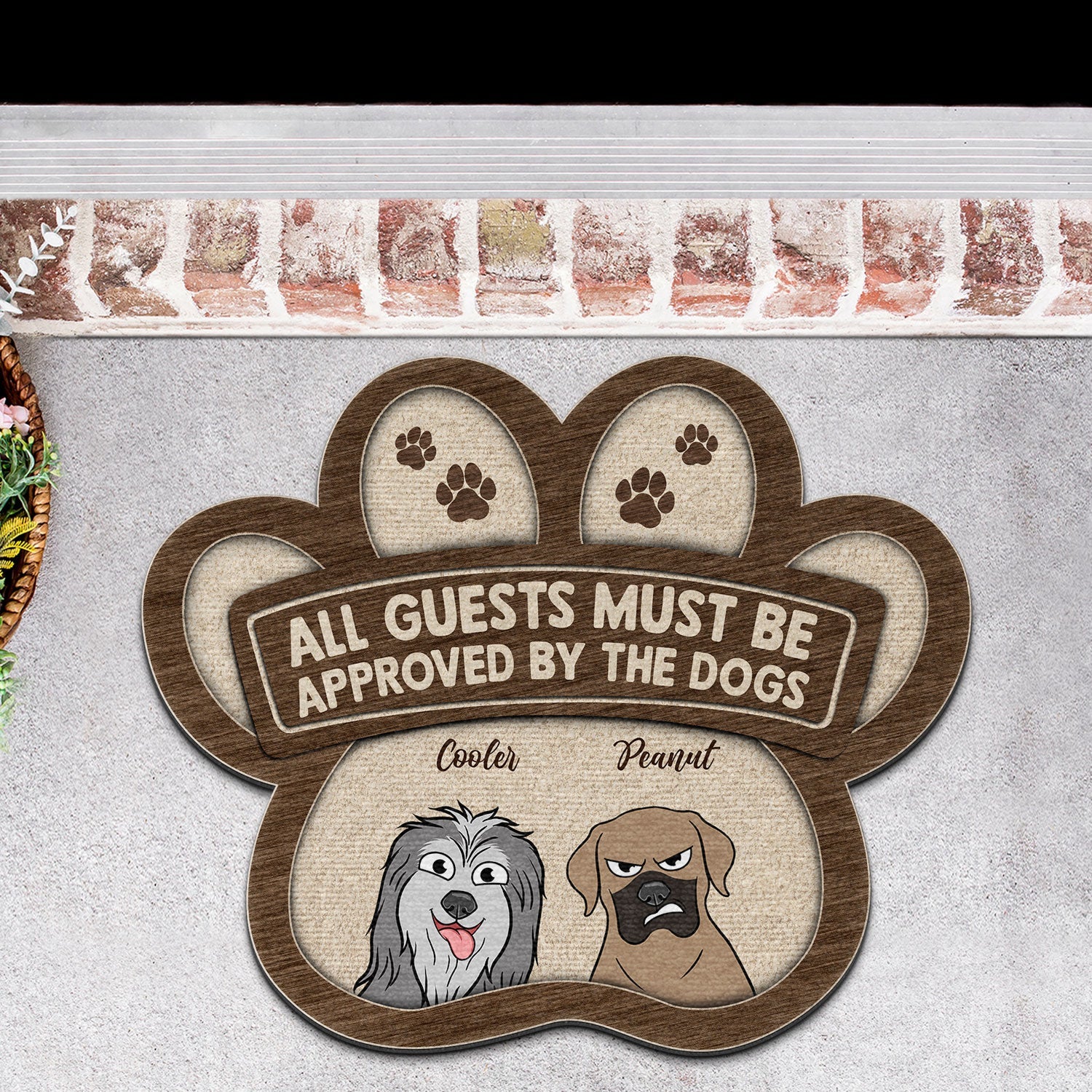 All Guests Must Be Approved By The Dogs - Gift For Dog Lovers - Personalized Custom Shaped Doormat - Image 3