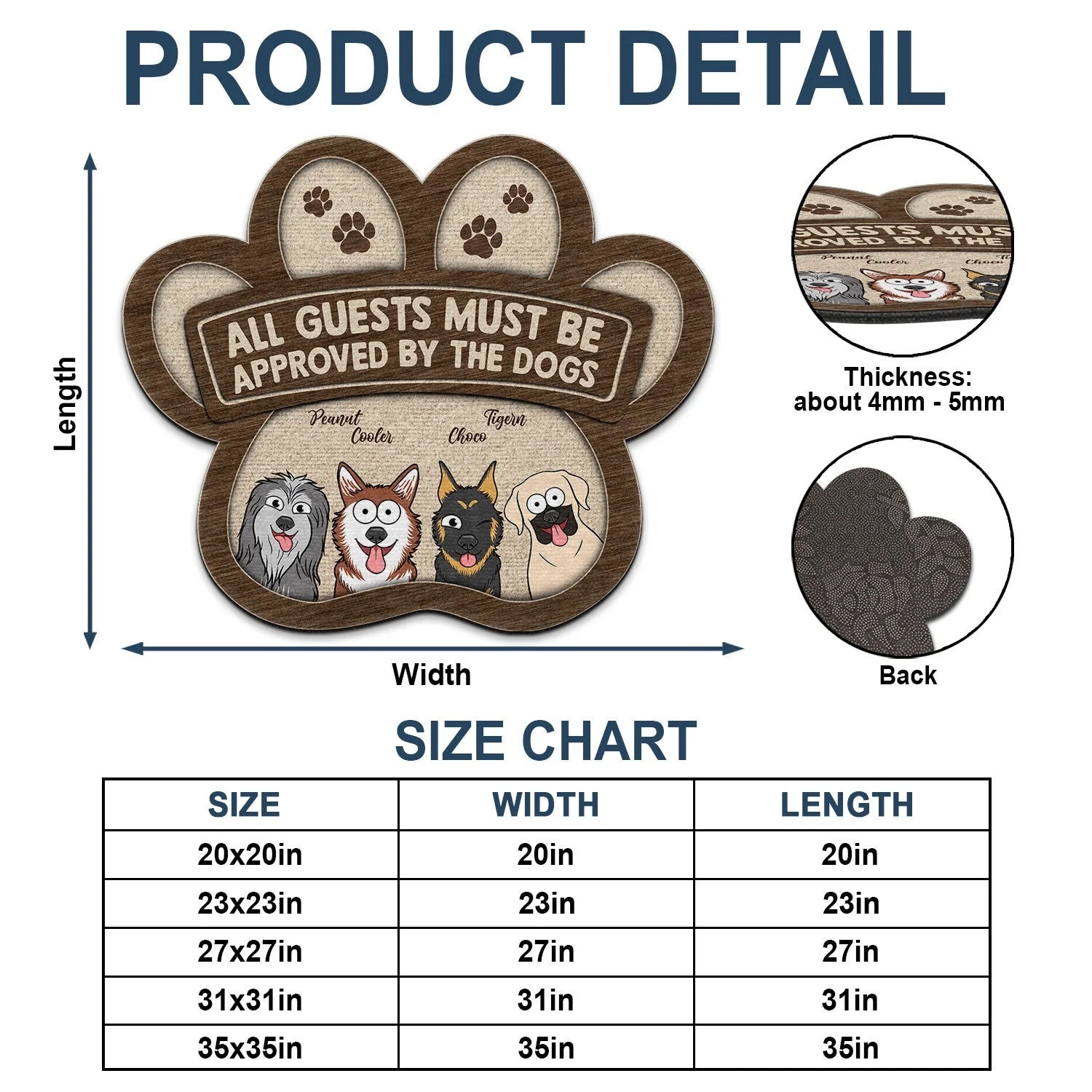 All Guests Must Be Approved By The Dogs - Gift For Dog Lovers - Personalized Custom Shaped Doormat - Image 4