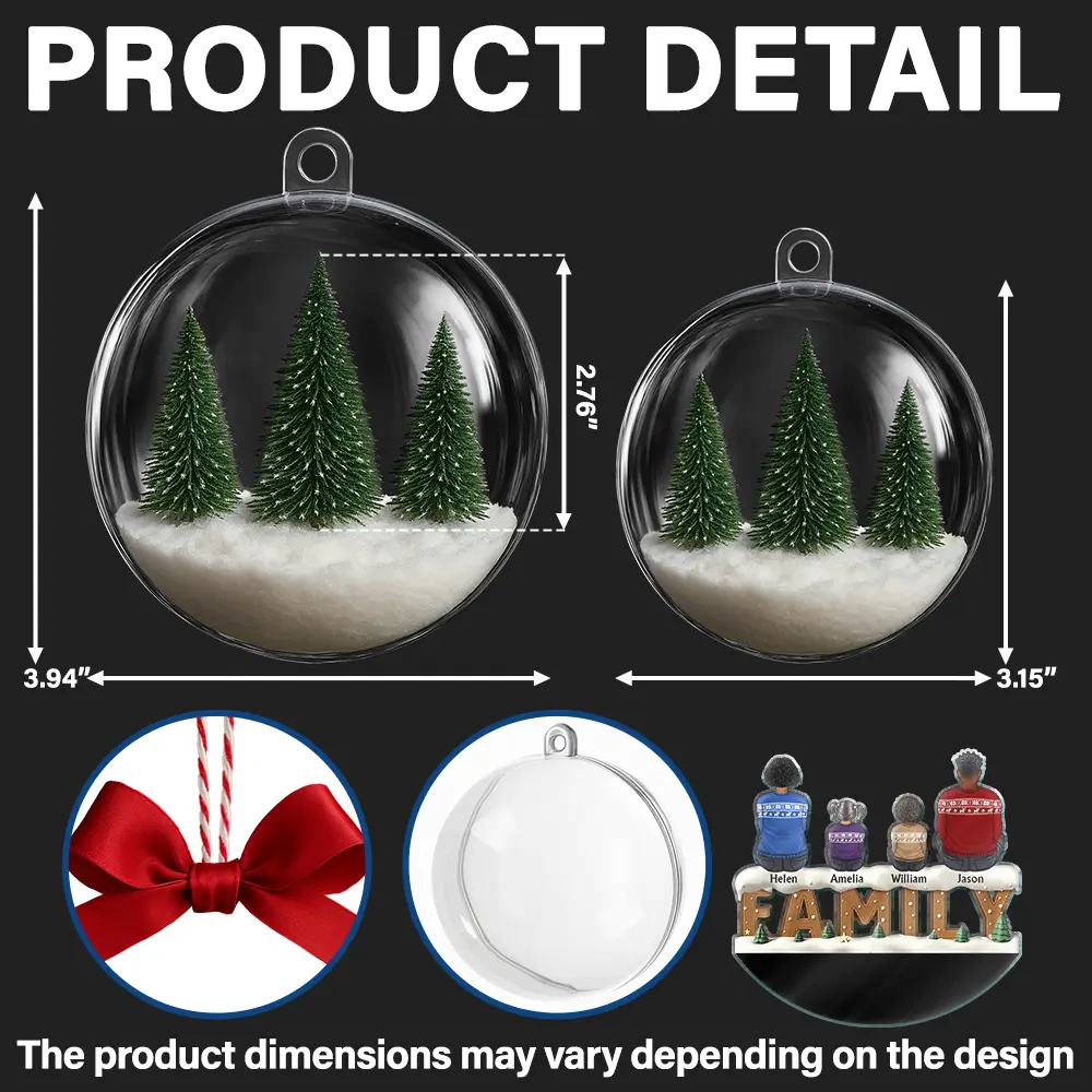 All Hearts Come Home For Christmas - Personalized 3D Acrylic Ball Ornament - Image 2