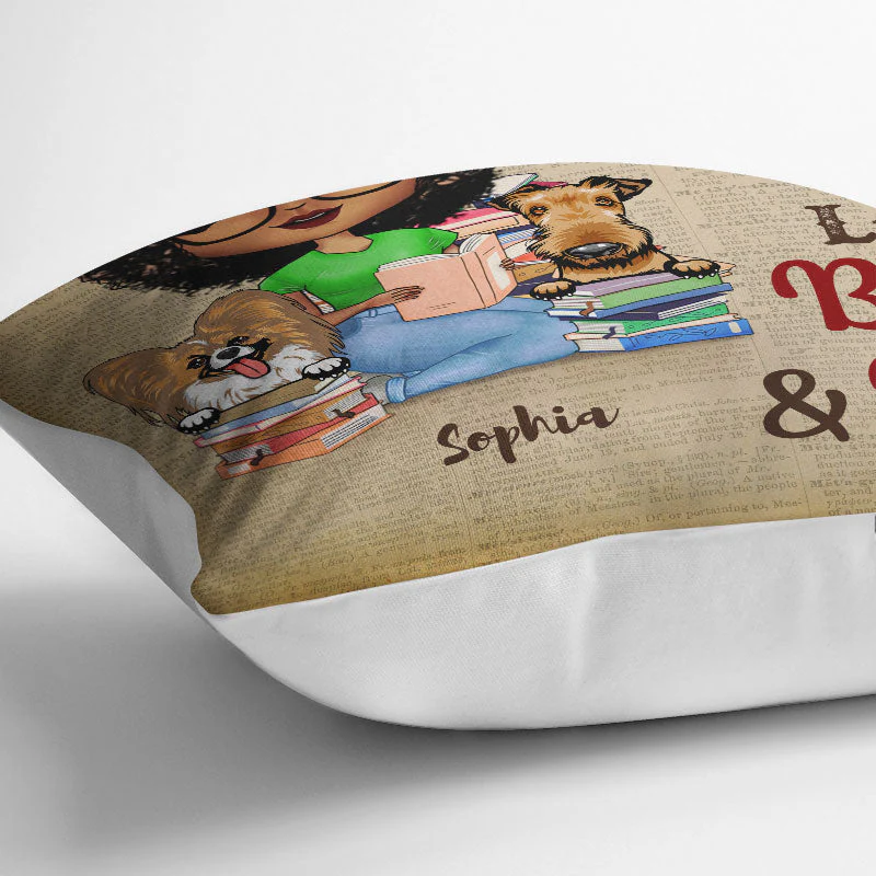 All I Need Is Books & Dogs - Reading Gift - Personalized Custom Pillow - Image 3