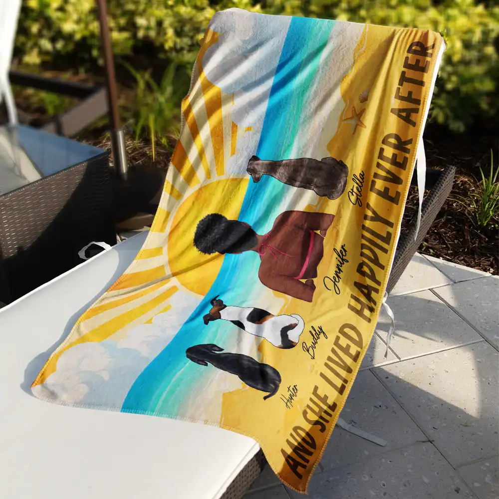 All I Need Is My Dogs And The Beach - Personalized Beach Towel - Image 3