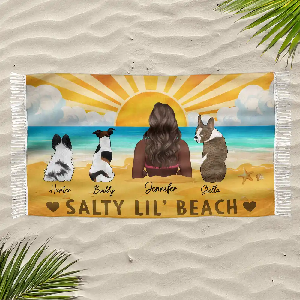 All I Need Is My Dogs And The Beach - Personalized Turkish Beach Towel - Image 2