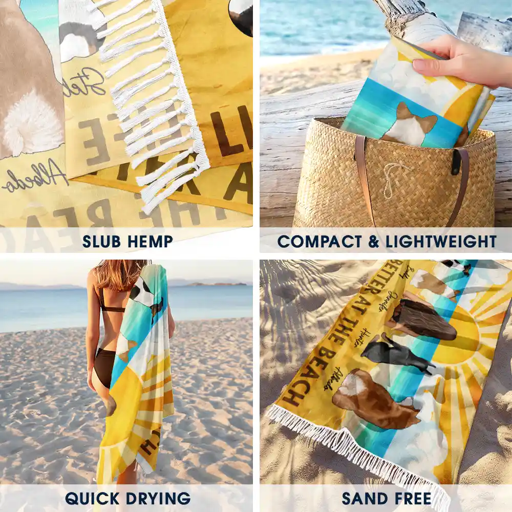 All I Need Is My Dogs And The Beach - Personalized Turkish Beach Towel - Image 3