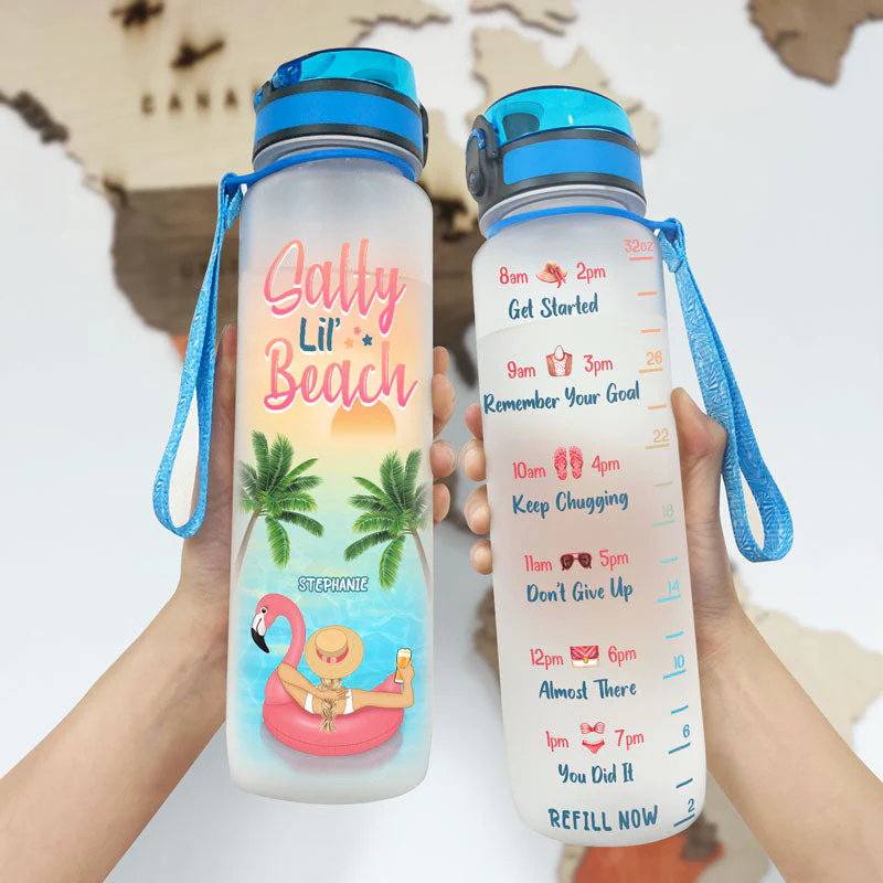 All I Need Is Water With Vitamin Sea Beach Summer - Personalized Custom Water Tracker Bottle - Image 3