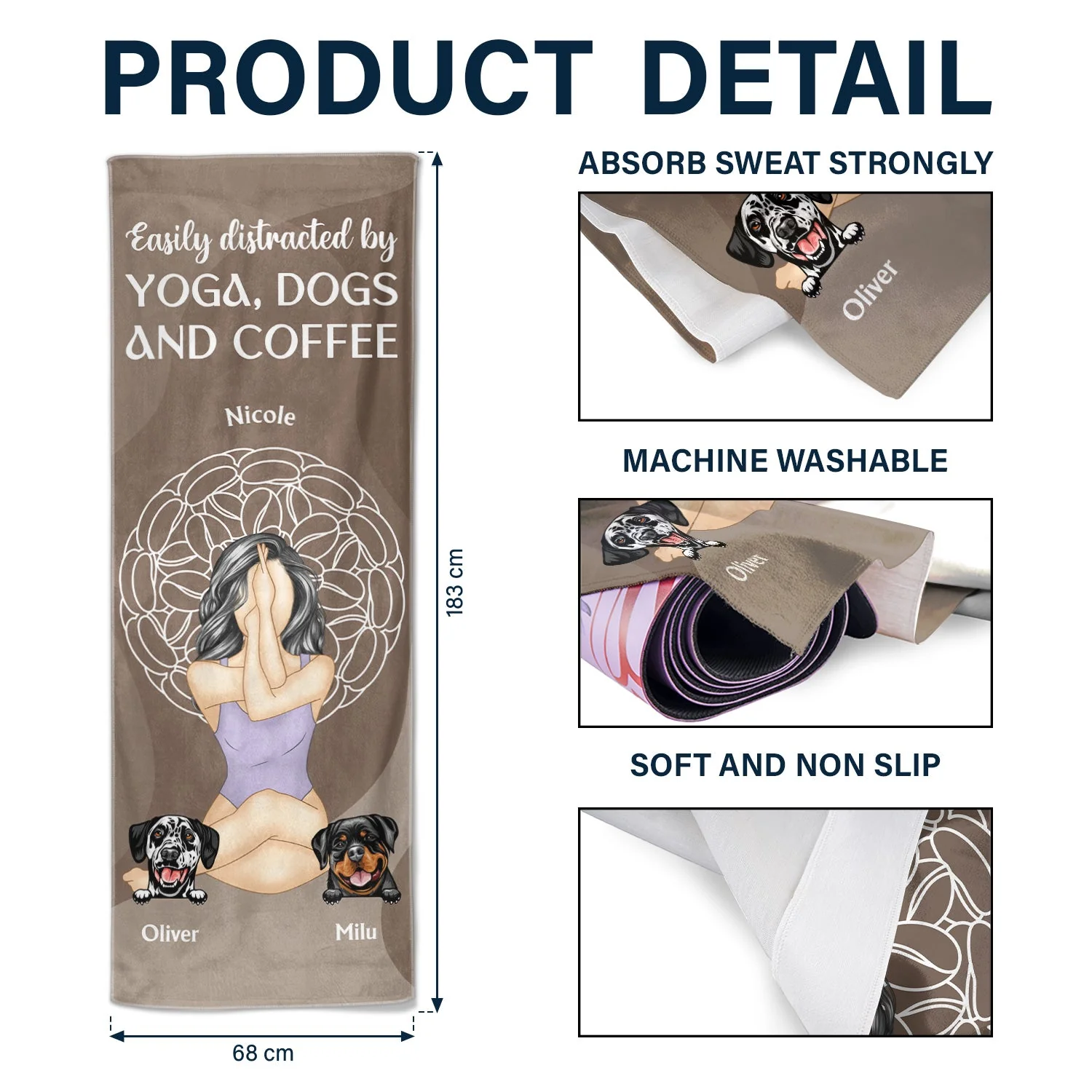All I Need - Yoga Gift For Dog Mom - Personalized Yoga Towel - Image 5