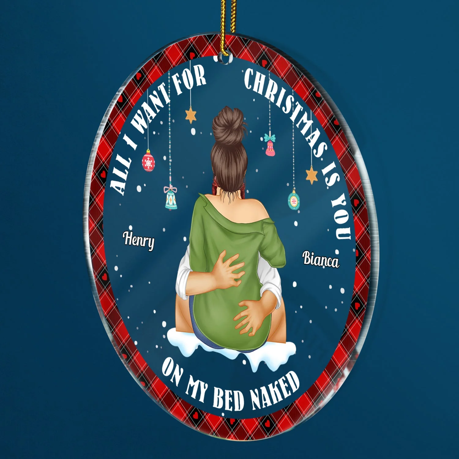 All I Want For Christmas - Christmas Gift For Couples - Personalized Circle Acrylic Ornament - Image 2