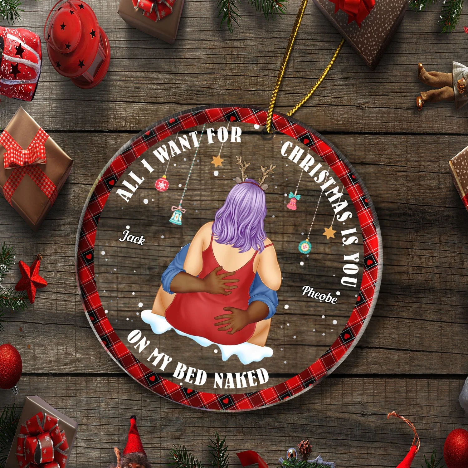 All I Want For Christmas - Christmas Gift For Couples - Personalized Circle Acrylic Ornament - Image 5