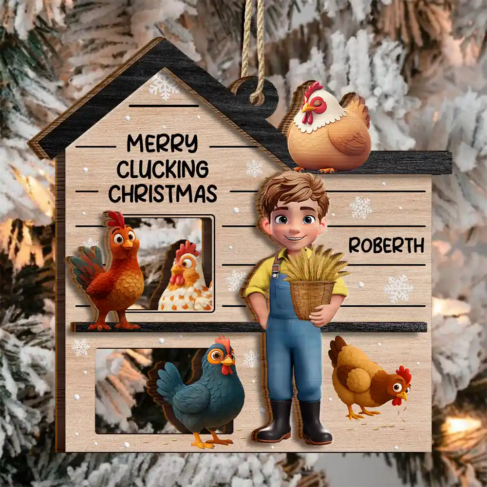 All I Want For Christmas Is Chickens - Personalized 2-Layered Wooden Ornament - Image 3