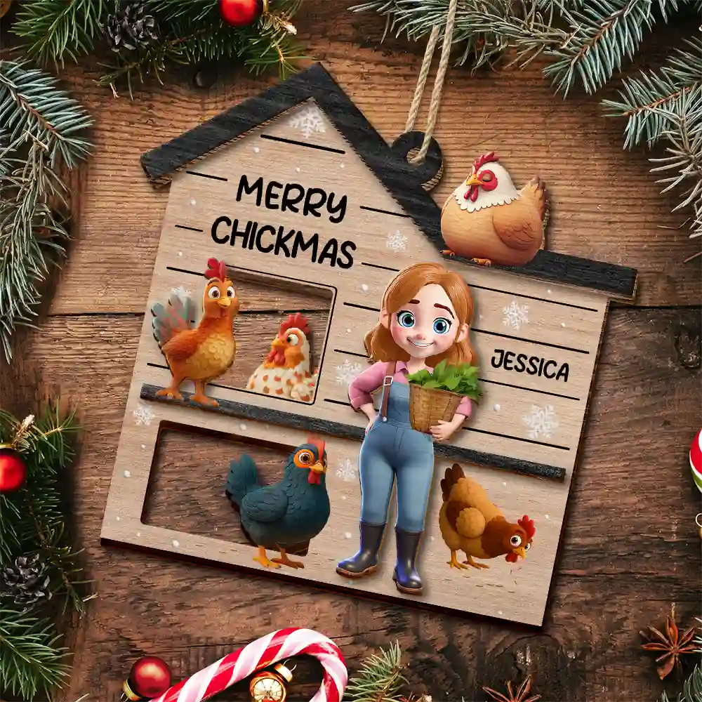 All I Want For Christmas Is Chickens - Personalized 2-Layered Wooden Ornament - Image 4